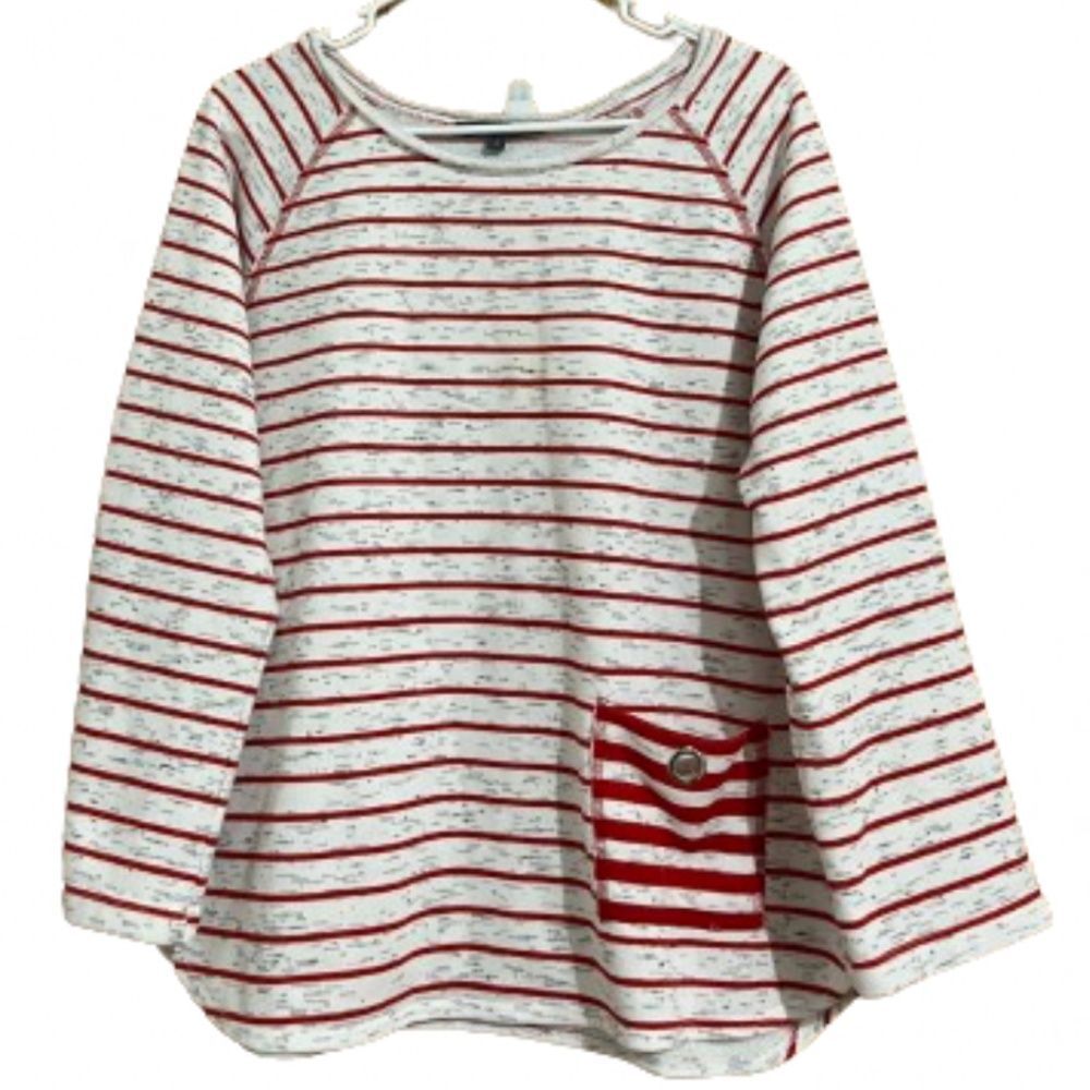 ELLIOT LAUREN Women’s Red White & Gray Nautical Long Sleeve Sweatshirt Sz-L